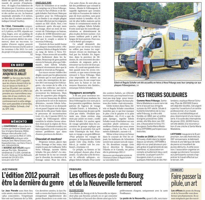 Bericht in der französischsprachigen Tageszeitung “La Liberté”
