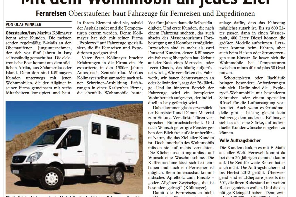Bericht in der Allgäuer Zeitung von Dezember 2011